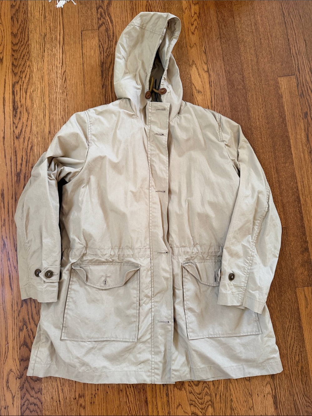 Filson Hooded Trench Coat in Beige
